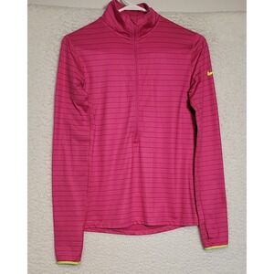 Nike Pro Dri Fit Shirt Size M Pink Jogging Womens 1/2 Zip Long Sleeve 1199